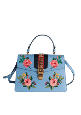EMBROIDERED SYLVIE TOP HANDLE BAG
