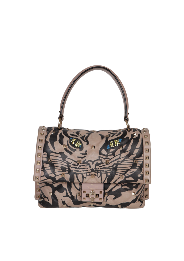 ROCKSTUD TIGER TOP HANDLE BAG