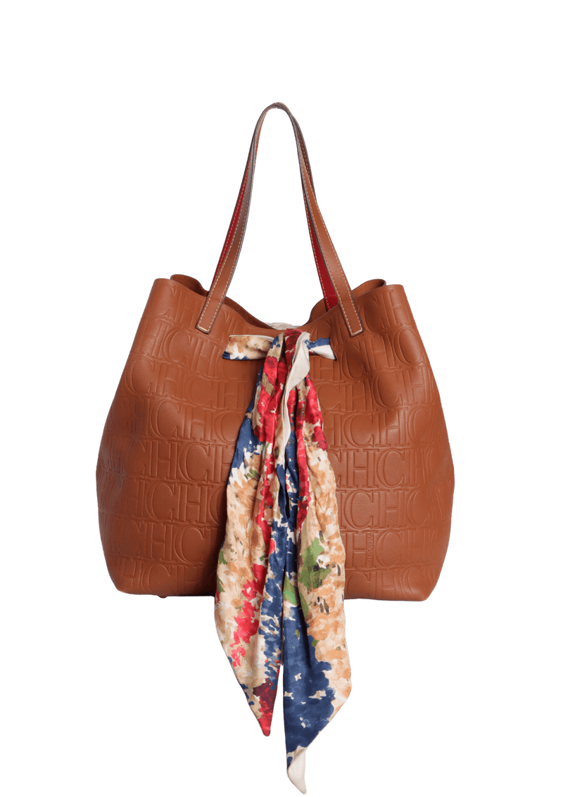 MONOGRAM EMBOSSED SCARF TOTE