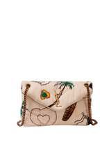 TERRYCLOTH PRINT SMALL PUFFER BAG
