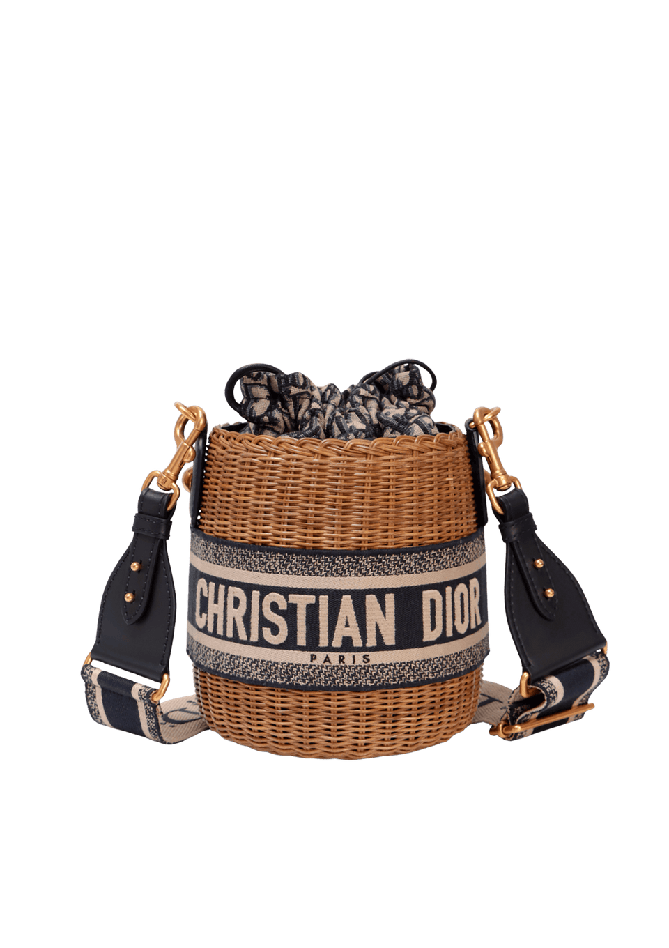 BOLSA CHRISTIAN DIOR OBLIQUE LADY DIOR WICKER BUCKET MARROM