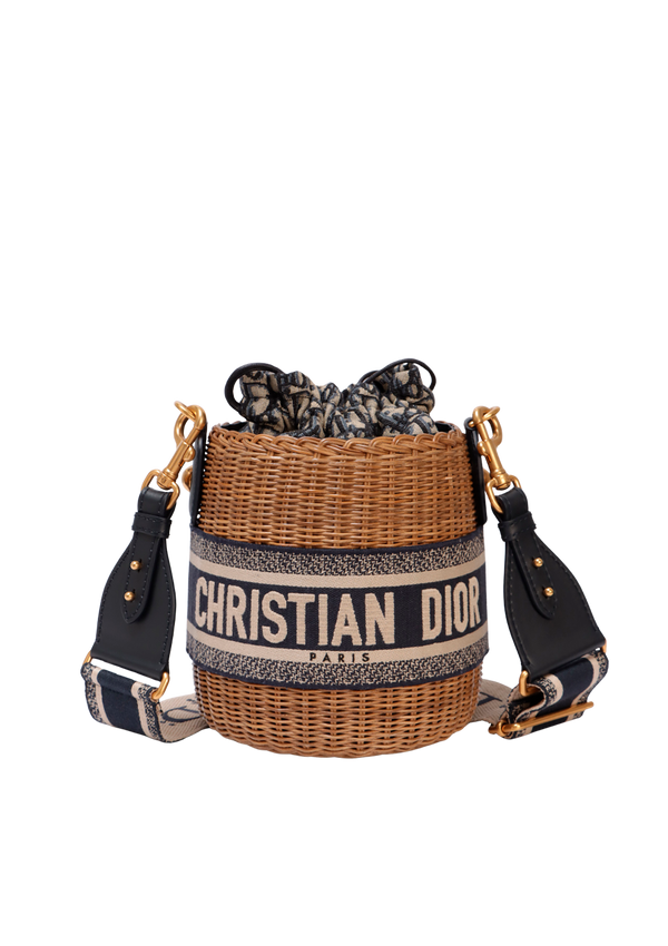 OBLIQUE LADY DIOR WICKER BUCKET