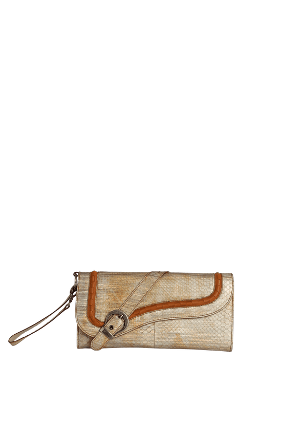 VINTAGE PYTHON SADDLE CLUTCH