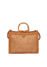 BOLSA DIANA MAXI EM COURO NATURAL E PALHA INDIANA