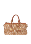 RAFFIA TRIMMED SATCHEL BAG