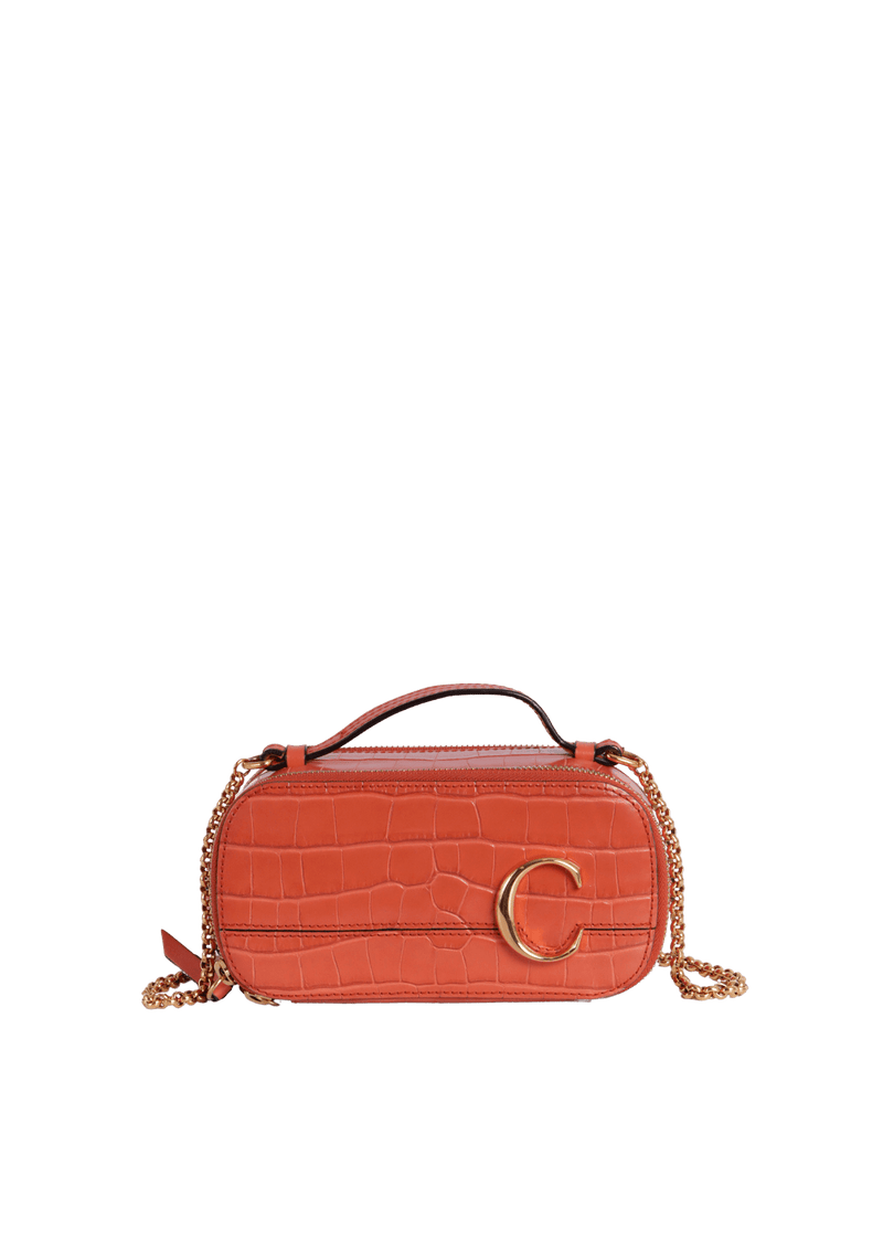 CROCODILE EMBOSSED MINI C VANITY BAG