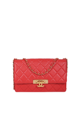 LARGE GOLDEN CLASS FLAP BAG