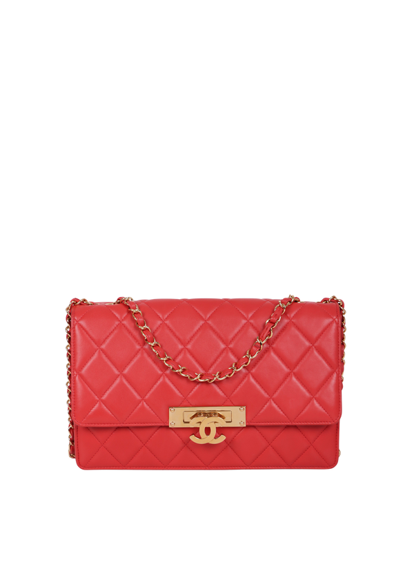 LARGE GOLDEN CLASS FLAP BAG