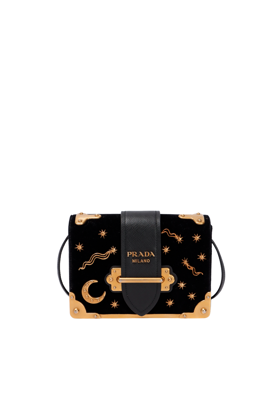 BOLSA PRADA VELVET ASTROLOGY CAHIER BAG PRETO ORIGINAL – Gringa