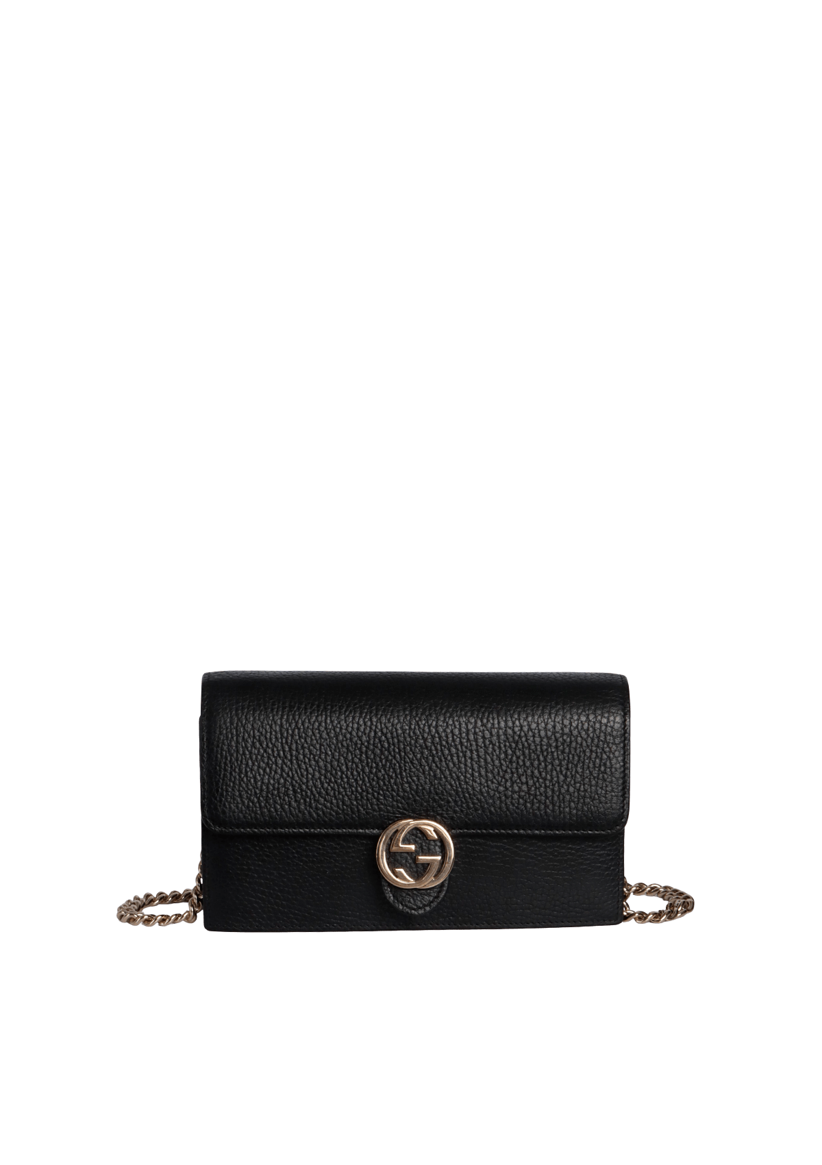BOLSA GUCCI INTERLOCKING G DOLLAR WALLET ON CHAIN PRETO ORIGINAL