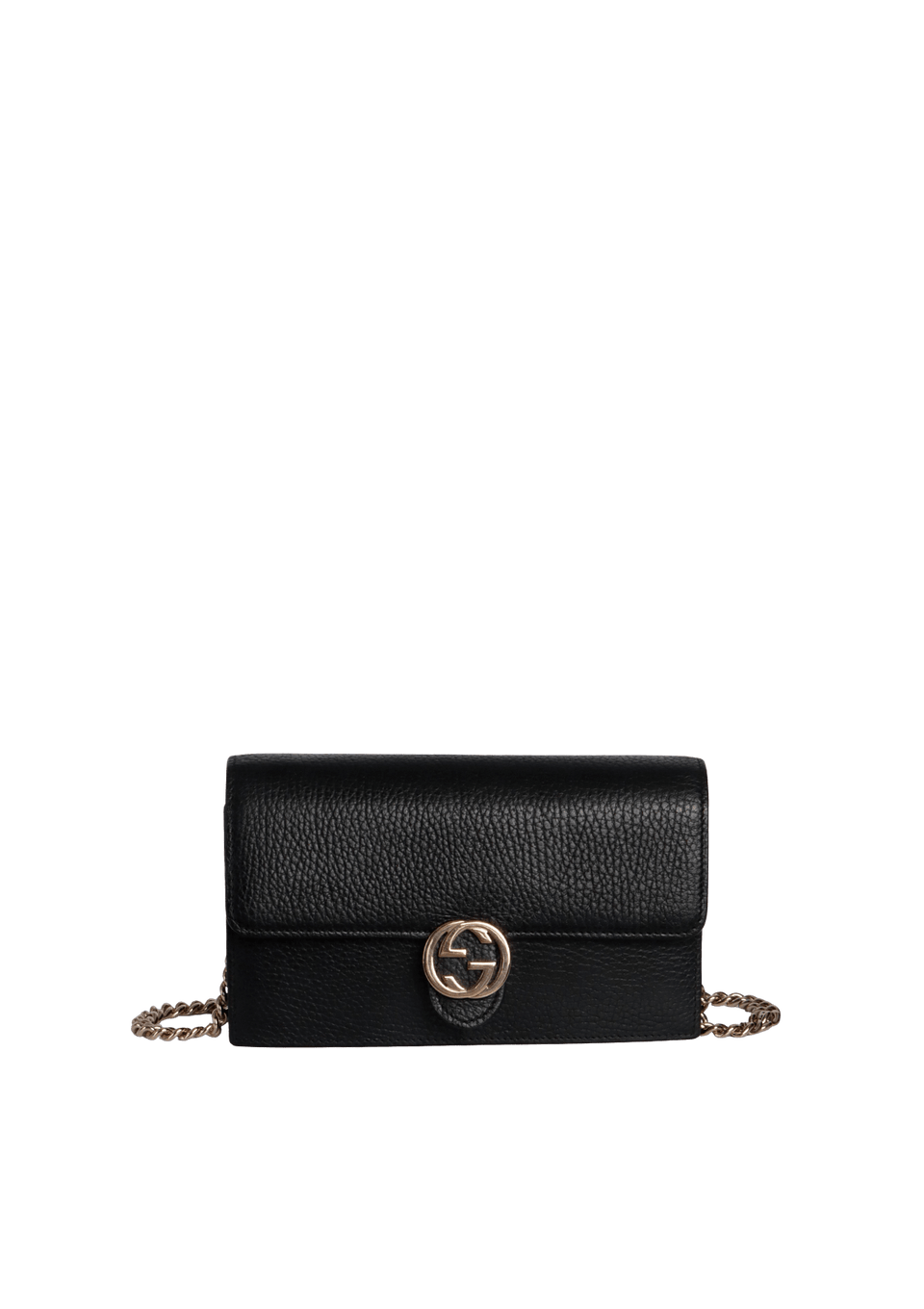 BOLSA GUCCI INTERLOCKING G DOLLAR WALLET ON CHAIN PRETO ORIGINAL