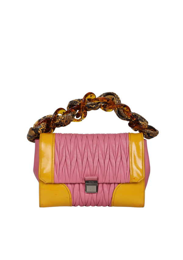 PYTHON MATELASSÉ TOP HANDLE BAG
