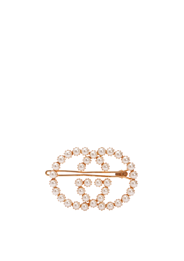 FAUX PEARL INTERLOCKIG GG HAIR CLIP