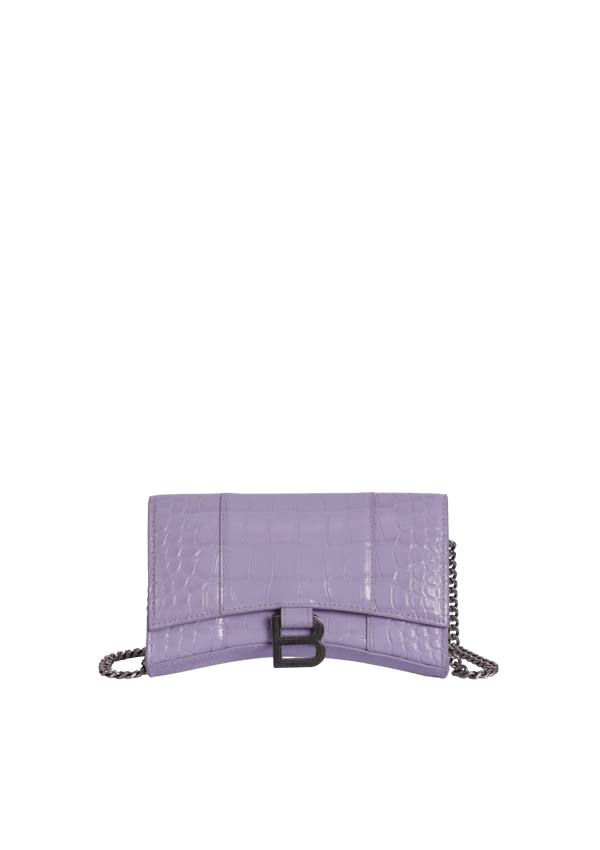 HOURGLASS WALLET ON CHAIN CROCODILE EMBOSSED