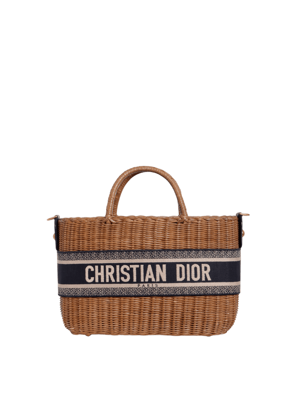 WICKER OBLIQUE BASKET BAG