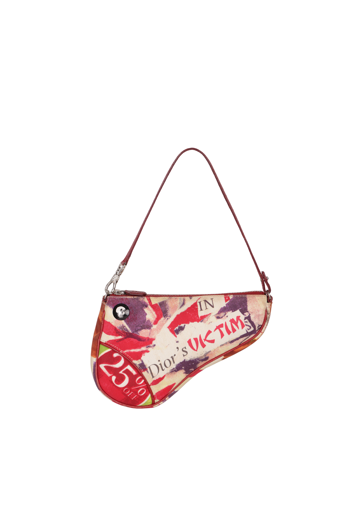 BOLSA CHRISTIAN DIOR LE VICTIM CRYSTAL SADDLE BAG VERMELHO