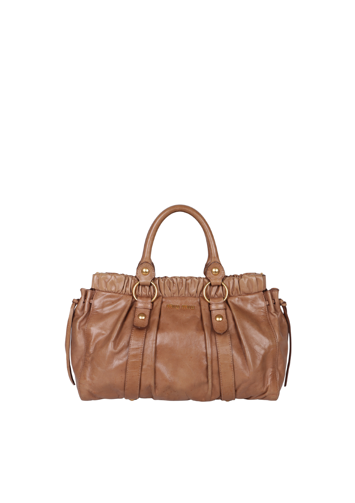 BOLSA MIU MIU VITELLO LUX SATCHEL BAG MARROM ORIGINAL – Gringa