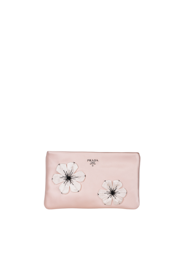 SATIN FLORAL CLUTCH