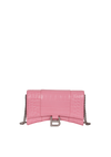 HOURGLASS WALLET ON CHAIN CROCODILE EMBOSSED