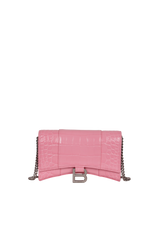 HOURGLASS WALLET ON CHAIN CROCODILE EMBOSSED