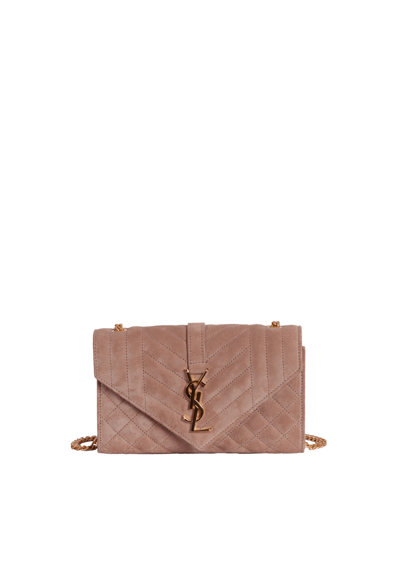 SUEDE SMALL TRIQUILT ENVELOPE BAG