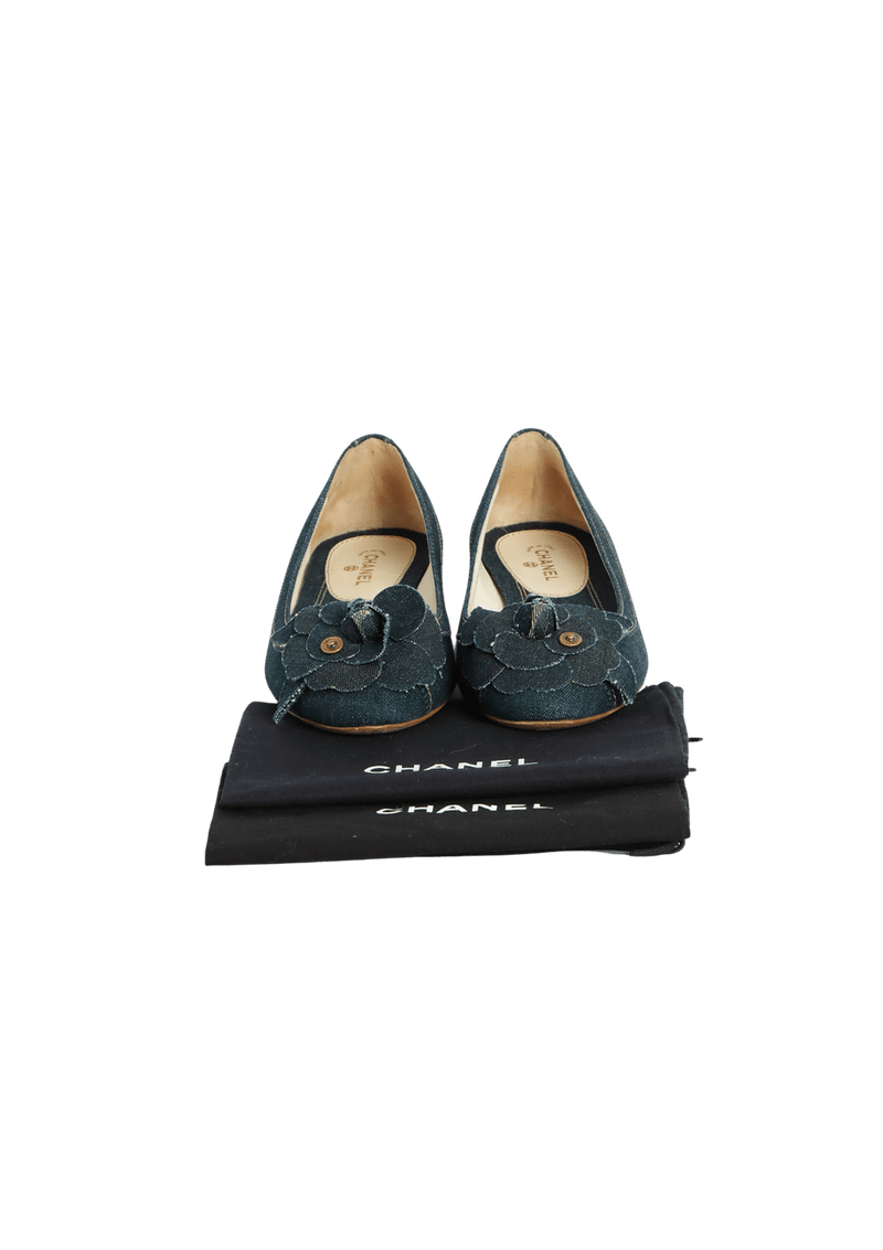 DENIM CAMELLIA BALLET FLATS