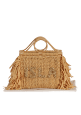 BOLSA TOTE COM ALÇA DE RATTAN