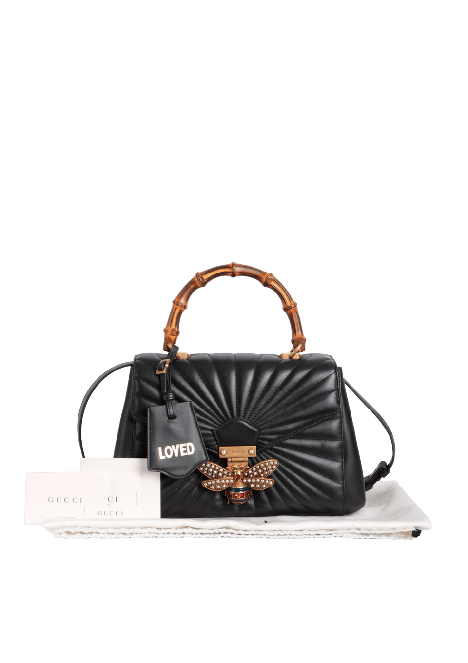 BOLSA GUCCI MEDIUM QUEEN MARGARET BAMBOO TOP HANDLE BAG PRETO