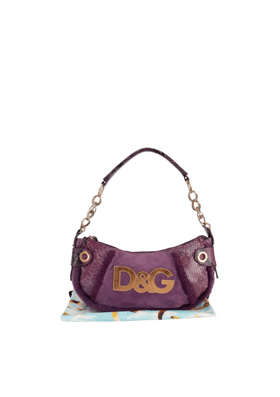 BOLSA DOLCE & GABBANA VINTAGE FUR D&G SHOULDER BAG ROXO ORIGINAL
