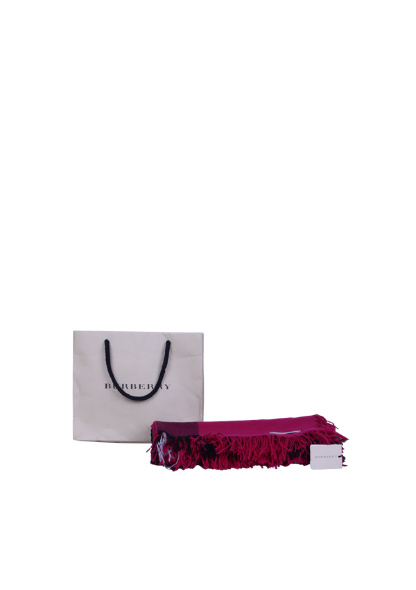 CASHMERE HOUSE CHECK FRINGE SCARF