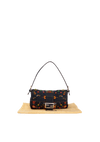 DENIM EMBROIDERED BAGUETTE BAG