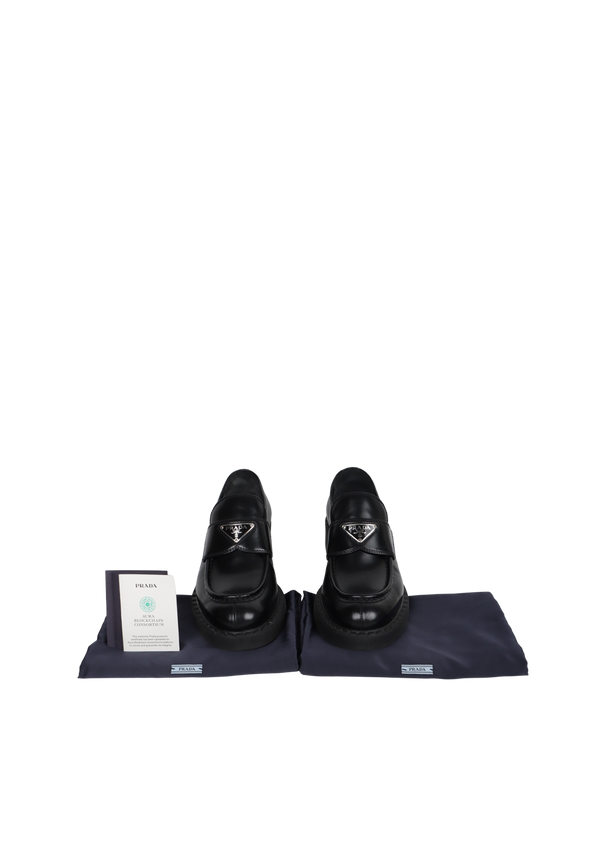 CHOCOLATE LEATHER LOAFERS 36.5
