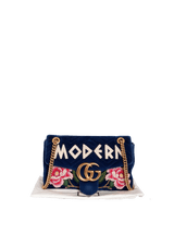 GG MARMONT EMBROIDERED VELVET MEDIUM BAG