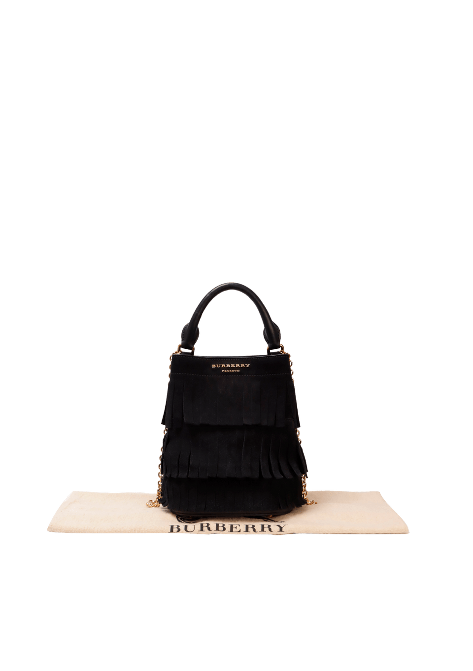 BOLSA BURBERRY SUEDE FRINGE-TRIM BUCKET BAG PRETO ORIGINAL – Gringa