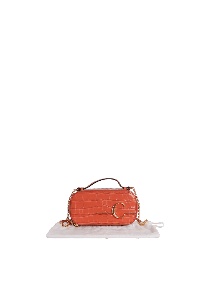 CROCODILE EMBOSSED MINI C VANITY BAG