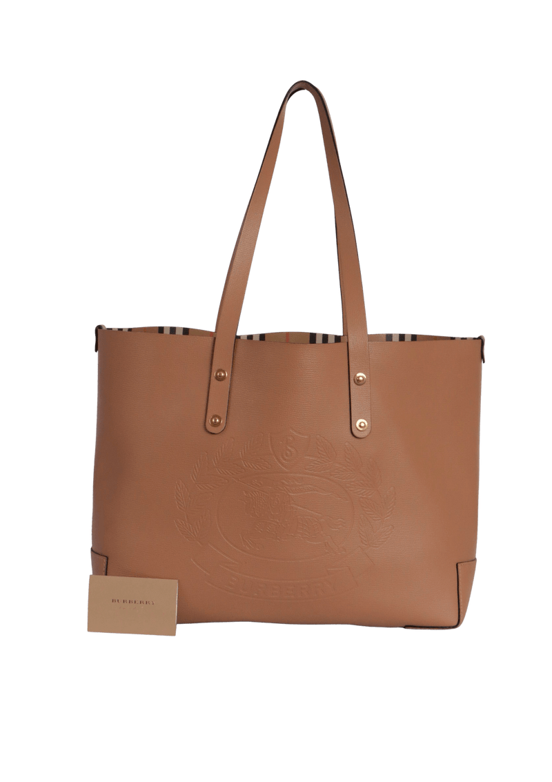 EMBOSSED CREST TOTE