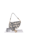 LEATHER EMBROIDERED TOILE DE JOUY SADDLE BAG