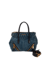MATELASSE DENIM GROMMET BIKER