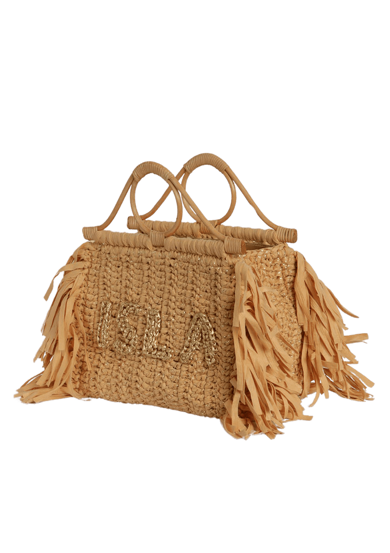 BOLSA TOTE COM ALÇA DE RATTAN