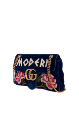 GG MARMONT EMBROIDERED VELVET MEDIUM BAG