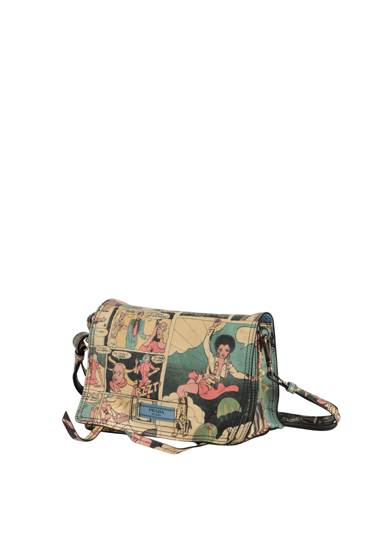 GLACE CALF COMIC ETIQUETTE FLAP BAG