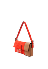 SUEDE AND LEATHER BAGUETTE BAG