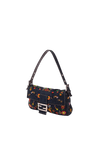 DENIM EMBROIDERED BAGUETTE BAG