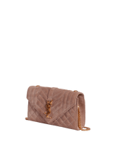 SUEDE SMALL TRIQUILT ENVELOPE BAG