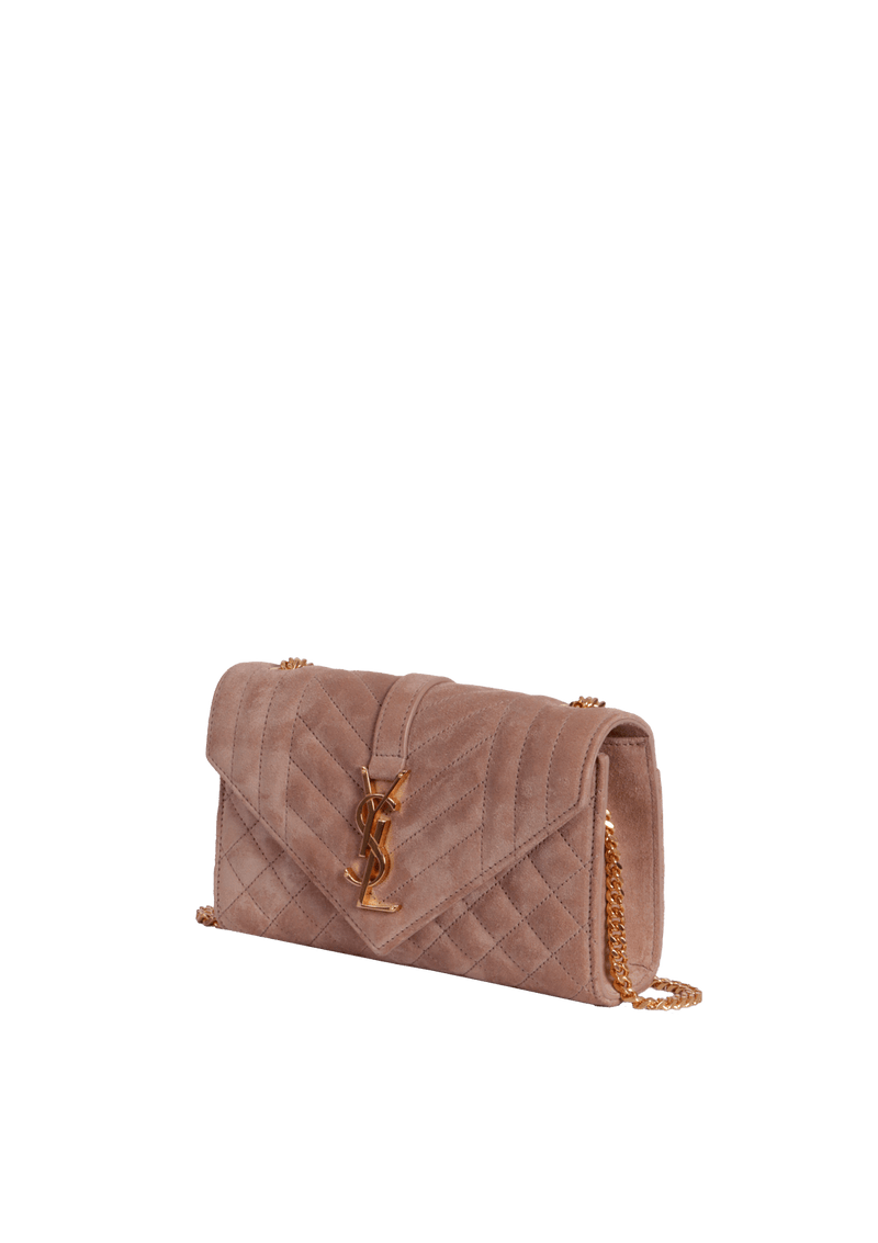 SUEDE SMALL TRIQUILT ENVELOPE BAG