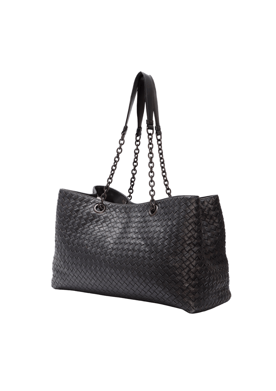 BOLSA BOTTEGA VENETA INTRECCIATO DOUBLE CHAIN TOTE PRETO ORIGINAL