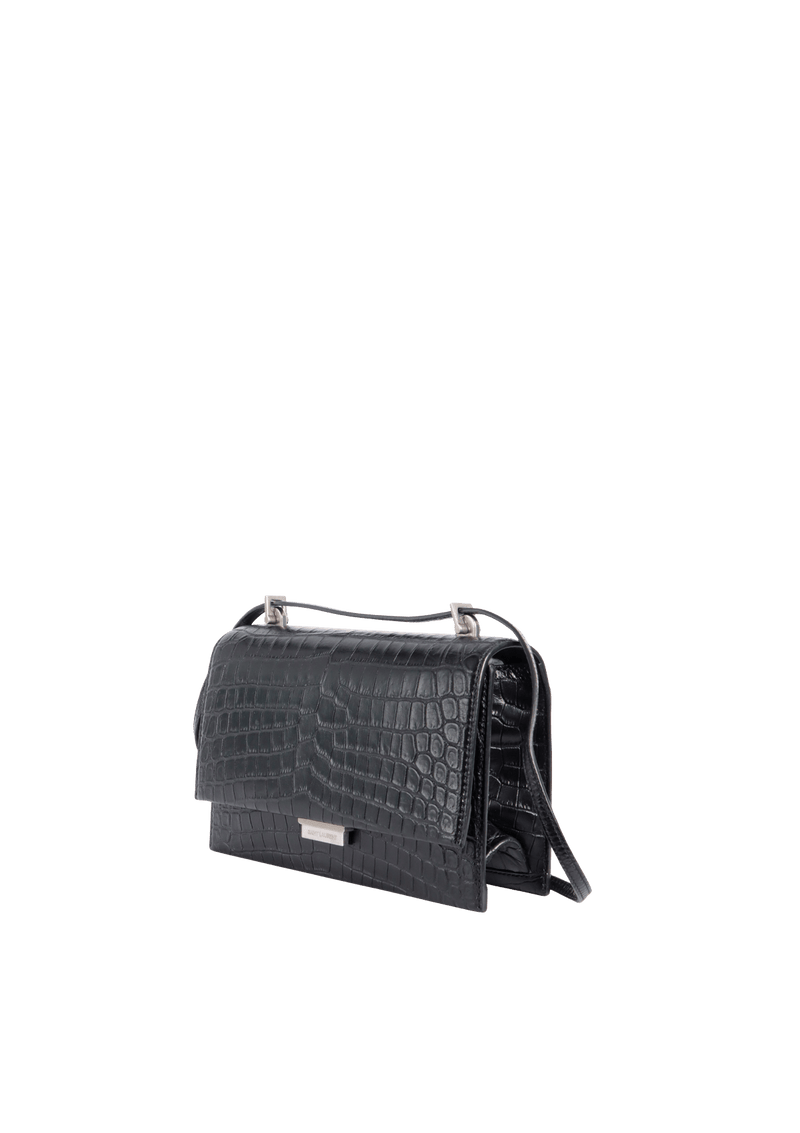 CROCODILE EMBOSSED BABYLONE SHOULDER BAG