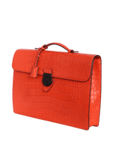 ALLIGATOR BUCKLE FLAP BRIEFCASE