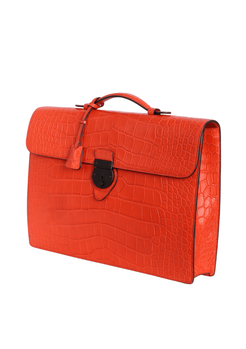 ALLIGATOR BUCKLE FLAP BRIEFCASE