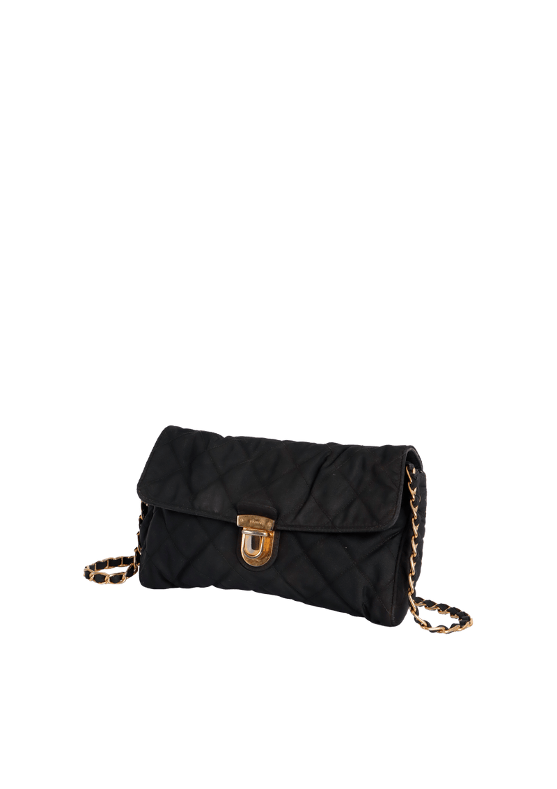 QUILTED TESSUTO PUSHLOCK CHAIN FLAP BAG